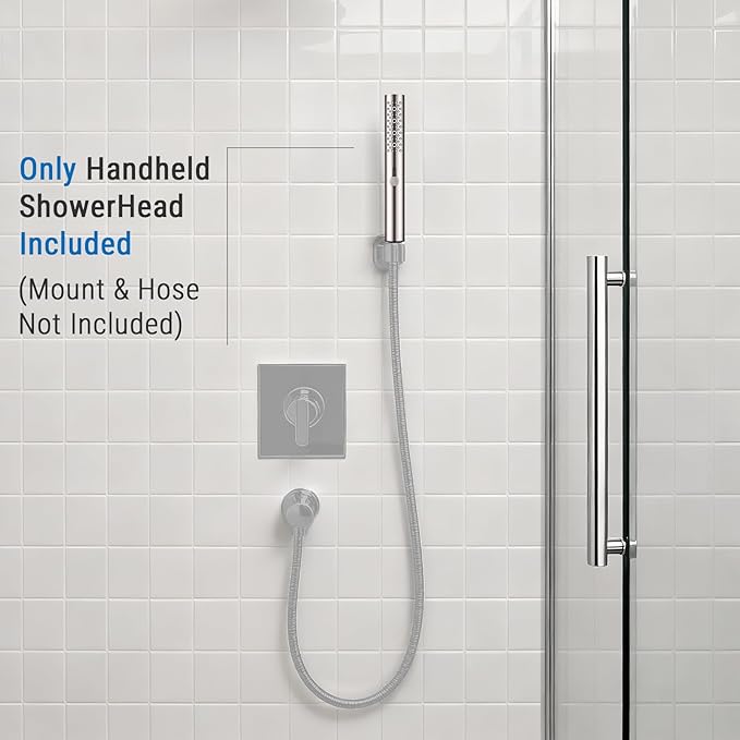 G-Promise All Metal Round 3 Function Handheld Shower Head, Easy and Quick Switch to Massage Mode, Bathroom Shower Wand Design Exquisite Luxury, 2.5 GPM, Brushed Nickel