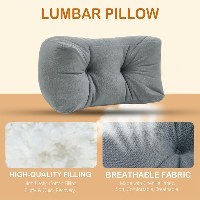 Lumbar Support Pillow Small Lower Back Pillow for Office Chair, Car Seat, and Desk Chair Ergonomic High-Elasticity Cushion for Pain Relief and Comfort on Sofa, Bed, or Travel (Blue)