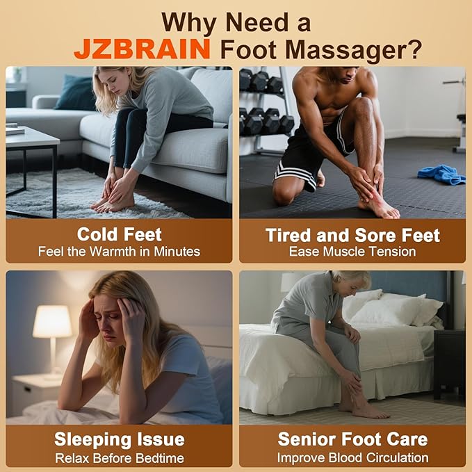 Foot Massager with Heat : Shiatsu Electric Foot Massagers Machine with Vibration & Compression for Plantar Fasciitis & Neuropathy - Relax for Home Office Use