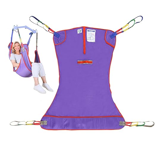 EZ Assistive Full Body Patient Lift Sling for Bed, Shower, Chair Transfer- Ideal for Elderly, Senior, Disabled, Quick-Drying Mesh Fabric, Supports Up to 500lbs (Purple, Medium)