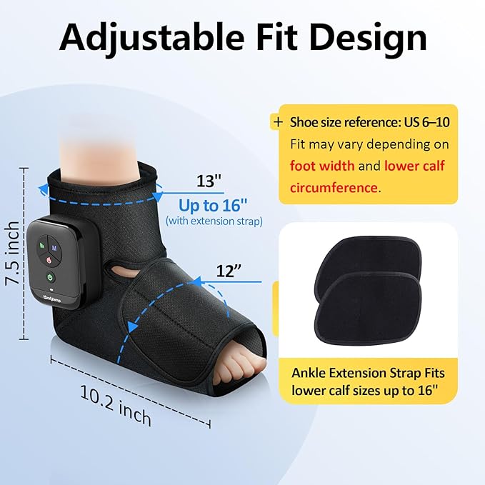 Comfytemp Portable Air Compression Foot Massager with Heat, FSA Eligible HSA, Cordless Foot and Ankle Compression Boots for Circulation and Pain Relief, Ideal for Mom Dad Seniors (Fit Size 6 to 10)