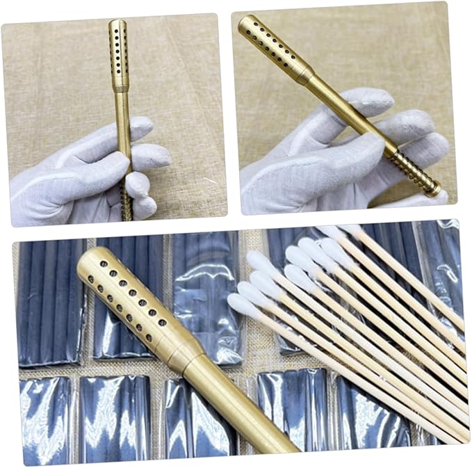 FOMIYES 2pcs Portable Moxibustion Tool Pressure Point Massage Cane Metal Holder Acupuncture Stick for Home Travel