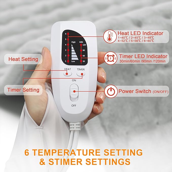 Deepsoon Heating Pad,Electric Heating Pads for Back,Neck,Moist Heating Pad for Abdomen Shoulder Knee Legs,Dry/Moist Heat&Auto Shut Off,Mother's Day Birthday for Men and Women,Silver,24x12 Inch