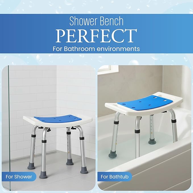 Dr.Kays Shower Chair for Inside Bathroom 350 lbs Shower Stool with Adjustable Height, Portable Heavy-Duty Bath Bench Padded Seat for Inside Tub Bathroom Chair for Elderly and Disabled FSA/HSA Eligible