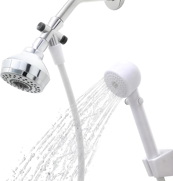 Medline Premium Handheld Shower Head with 6.5-Foot Long Hose, White, High Pressure, Adjustable Spray - Ideal for Medical Patients, Hospitals, Nursing Homes - 1 Each