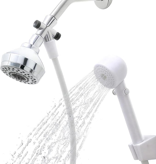 Medline Premium Handheld Shower Head with 6.5-Foot Long Hose, White, High Pressure, Adjustable Spray - Ideal for Medical Patients, Hospitals, Nursing Homes - 1 Each