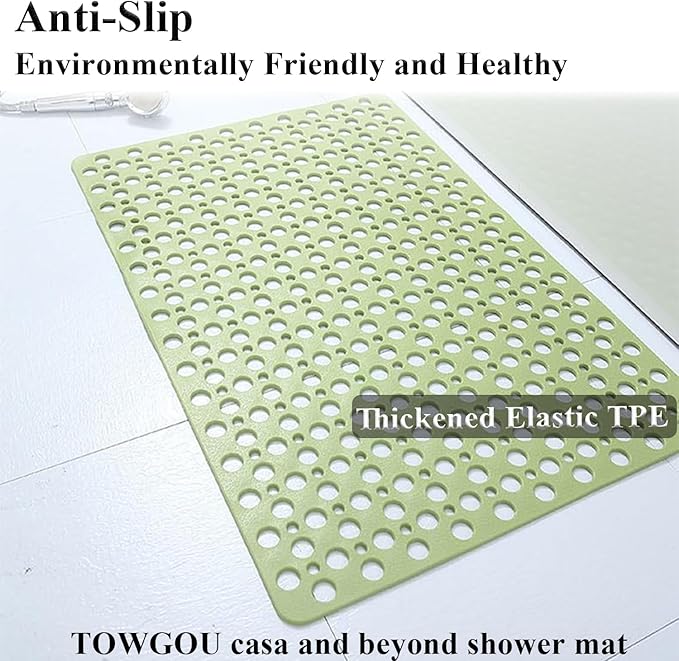 Casa and Beyond Shower Mat, Secure Shower Mats Easy to Clean, Showers Mat with Suction Cup, Washable Non-Slip Bathtub Mats for Inside Showers (Coffee,27.6 * 27.6 in)