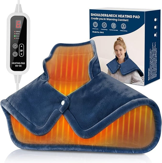 Heating Pads for Neck and Shoulders and Back, Weighted Heating Pad for Back Pain Relief with 6 Heat Options 4 Auto-Off Timer, Gifts for Mom Women Christmas Birthday