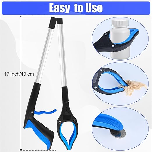 6 Pack 32 Inch Commercial Trash Grabber for Elderly Assist, Heavy Duty Lightweight Reacher with Ergonomic Handle & Non-Slip Grip, Multi-Use Outdoor Home Garden Cleanup Mobility Aid Tool (6, Colorful)