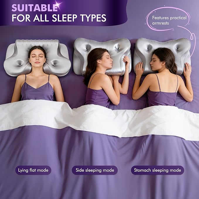 Dayme Orthopedic Memory Foam Pillows –Cooling Neck Pillow that Actually Cools,Cervical Support Pillow for Neck Pain Relief,Cervical Pillow for All Sleep Positions,Ergonomic Pillow,Cooling Pillow,Gray