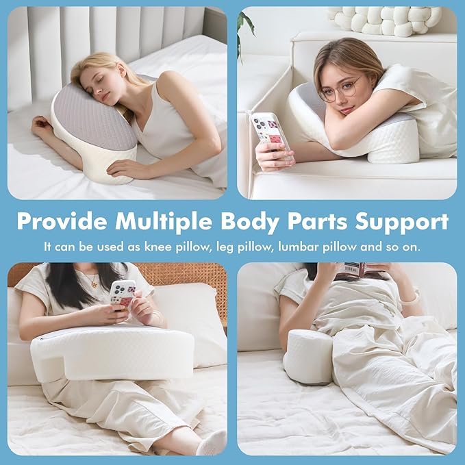 Side Sleeper Pillow for Adults, Ergonomic Memory Foam Pillow with Arm Hole for Neck, Rotator Cuff & Shoulder Pain Relief, Knee Pillow Between Legs, Shoulder Pillow Ideal for Left & Right Side Sleeper