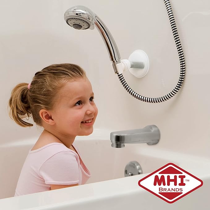 Changing Lifestyles Safe-er-Grip Portable Shower Arm, Contrasted White with gray accents