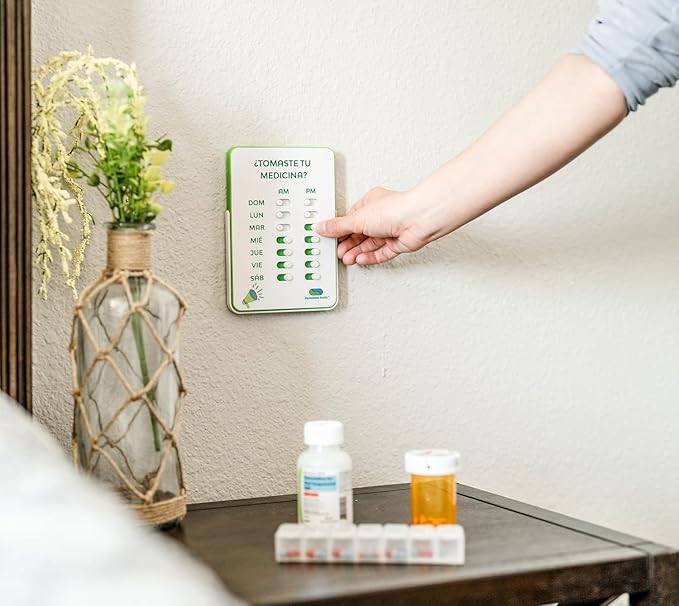 Medication Tracker & Pill Reminder | Visual Reminder Alarm | 7 Day AM PM Medication Reminder | Take and Slide | No More Second-guessing or Double-dosing | Perfect for The Elderly (Two Column Spanish)