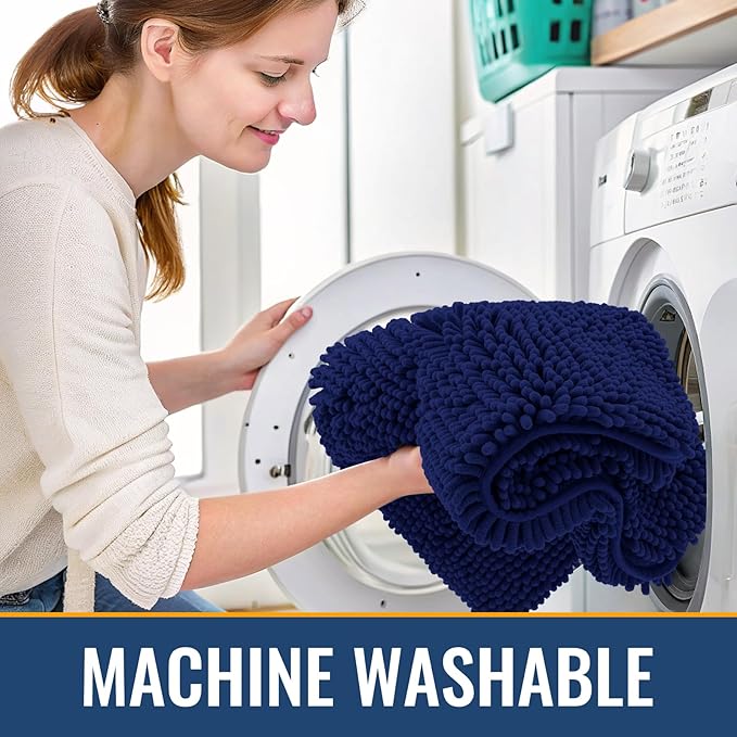 Arotive Bathroom Rugs Round 24x24, Extra Soft Absorbent Shaggy Chenille Bath Rugs, Machine Washable Rubber Backing Non-Slip Bath Mats for Bathroom Floor Tub and Shower, Home Decor Accessories, Navy
