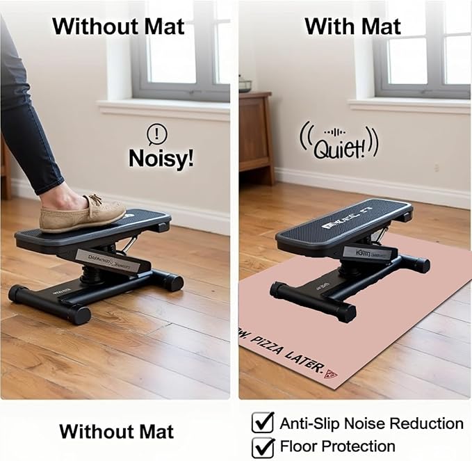 Elliptical Mat for Under Desk Elliptical Machine - Non-Slip Floor Mat for Ellipse Leg Exerciser, Legxercise Pro & Pedal Exerciser - Workout Mat for Home & Office Stability & Floor Protection Pink