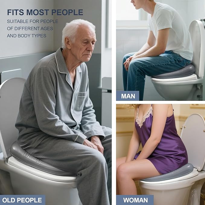 Nevife Raised Toilet Seat Cushion-Inflatable & High-Density Foam Toilet Seat Riser for Elderly,Seniors,Pregnant & Post-Surgery,Portable Commode Booster ，Easy to Clean. 220lb (14.9" x 13.46" x 2.95")