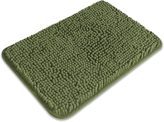 Small Bathroom Rug 12"x18" – Washable and Absorbent Bath Mat, Non Slip, Thick Soft Chenille Bath Rugs for Bathroom, Shower, Sink, Dog mat(Sage)