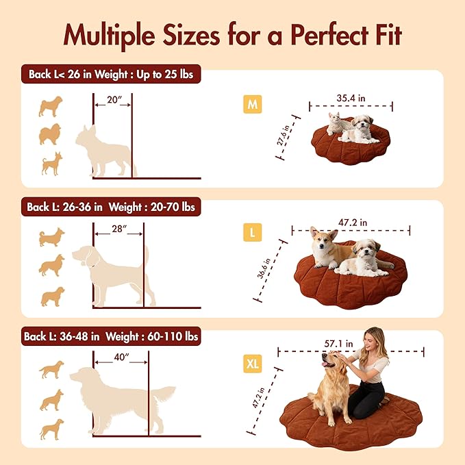 Vagascape Dog Bed, Waterproof Pet Bed with Washable Removable Cover, Comfort Cat Dog Pad for All Seasons, Heating Red Shell Shape Cat Mat with Nonskid Bottom(47"x37")