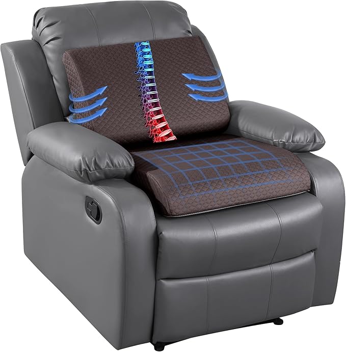 HOMBYS Extra Thick Recliner Chair Cushion with Lumbar Support Pillow for Elderly, 4.5" High Density Foam Seat Cushion, Breathable Fabric, 20"x20" Extra Large & Non-Slip for Recliner, Office,Coffee