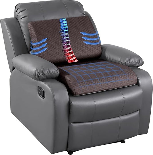 HOMBYS Extra Thick Recliner Chair Cushion with Lumbar Support Pillow for Elderly, 4.5" High Density Foam Seat Cushion, Breathable Fabric, 20"x20" Extra Large & Non-Slip for Recliner, Office,Coffee