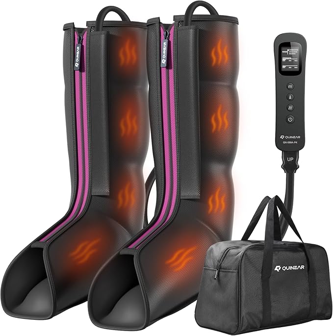 QUINEAR Leg Massager for Circulation and Pain Relief, Heating Leg Compression Massager with 3 Modes, Foot and Calf Massager with 3 Intensities 3 Heats - Gift for Mom and Dad