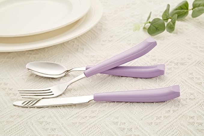 ANNOVA Silverware Set 20 Pieces Stainless Steel Cutlery Color Handle Flatware - 4 x Dinner Knife; 4 x Dinner Fork; 4 x Salad Fork; 4 x Dinner Spoon; 4 x Dessert Spoon (Lilac)