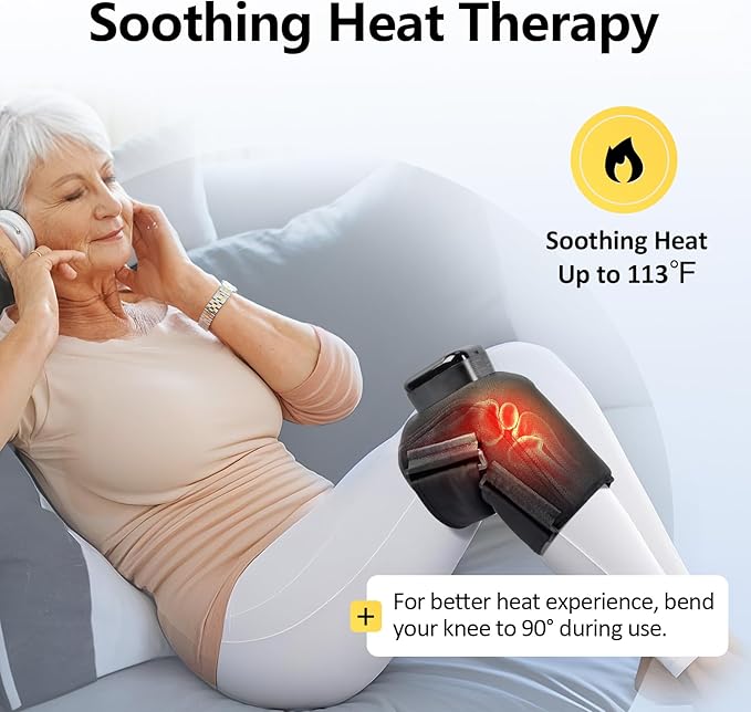 Comfytemp Air Compression Therapy Device K1006, Cordless Knee Massager for Circulation and Pain Relief, FSA Eligible HSA Heated Massage Wrap with 3 Modes & Intensities, Ideal for Men Women Seniors