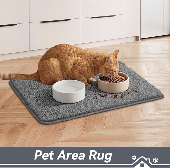Bcoimo Super Absorbent Cat Door Mat, 24"*17" Anti Slip Mat for Muddy Paws, Pet Rugs for Dirty Paws Washable that Absorbs Moisture and Dirt, for Cat Cage and Pet Resting Carpet
