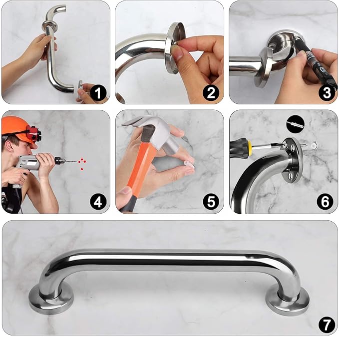 Gotega Shower Grab Bar 2 Pack, Stainless Steel Bathroom Grab Bar Shower Bath Handle Grab Bars for Bathtub Showers 24 Inch