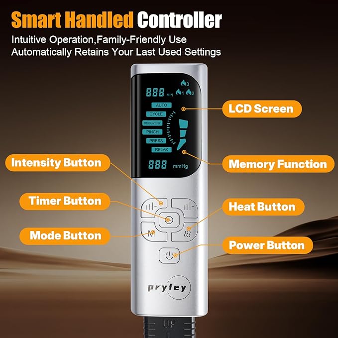 Leg Massager with Heat and Compression, Foot Massager for Circulation and Pain Relief, 3 Timers, 12 Intensity, 6 Modes,3 Heating with Knee Massager,Gifts for Man Woman,Black