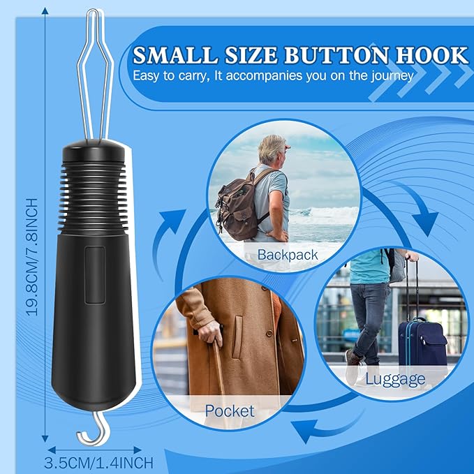 Button Hook and Zipper Puller Helper, Shirt Aid Assist Device One Handed for Easy Buttoning Adaptive Equipment Suitable for Seniors or Others with Disabilities (2PCS)