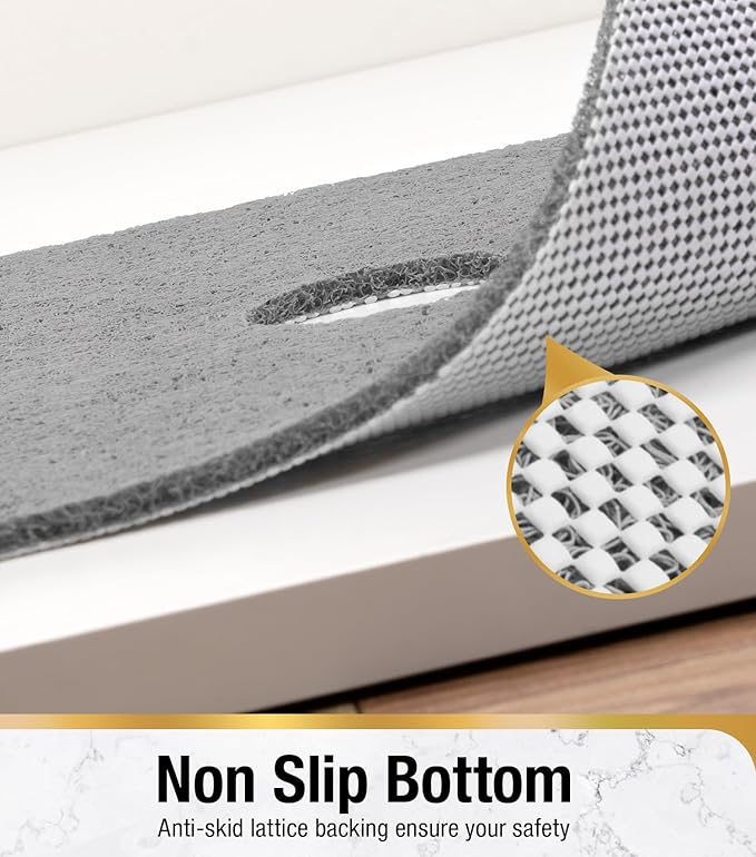 HITSLAM Shower Mat with Center Drain Hole, 24 x 16 Inch Non Slip Bath Mat for Textured Tub, Soft Loofah-Style Bathtub Mat Without Suction Cup, Quick Drying Stall Floor Mat, Bathroom Accessories, Grey