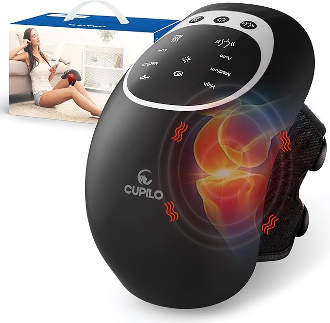CuPiLo Knee Massager with Heat - Heating and Vibrating Pain Relief Knee Massager for Arthritis, Gifts for Elderly, Dad, Mom