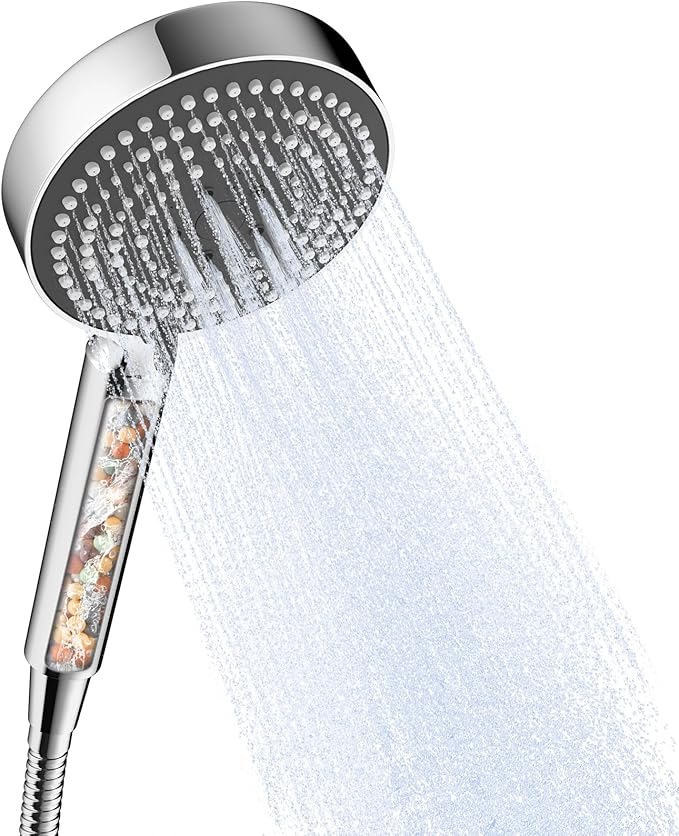 OFFO Filtered Shower Head with Hose, 20 Stage Shower Head with Filters for Hard Water with 60" Stainless Steel Hose, 6 Modes High Pressure Shower Head to Remove Chlorine, Chrome