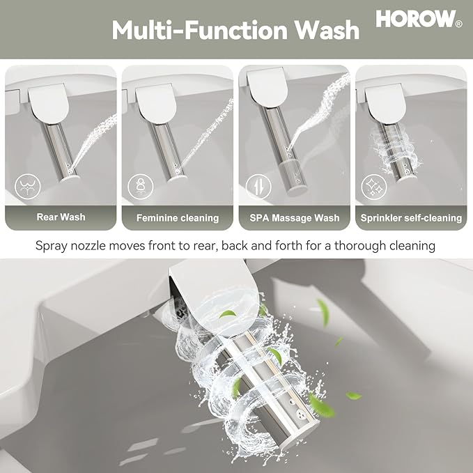 HOROW T0338W One Piece Toilet with Smart Seat, Elongated ADA Height Toilets with Heated Seat, Luxury Smart Toilet with Bidet Built-in, Dual Flush 12'' Rough-in, Standard White Toilet