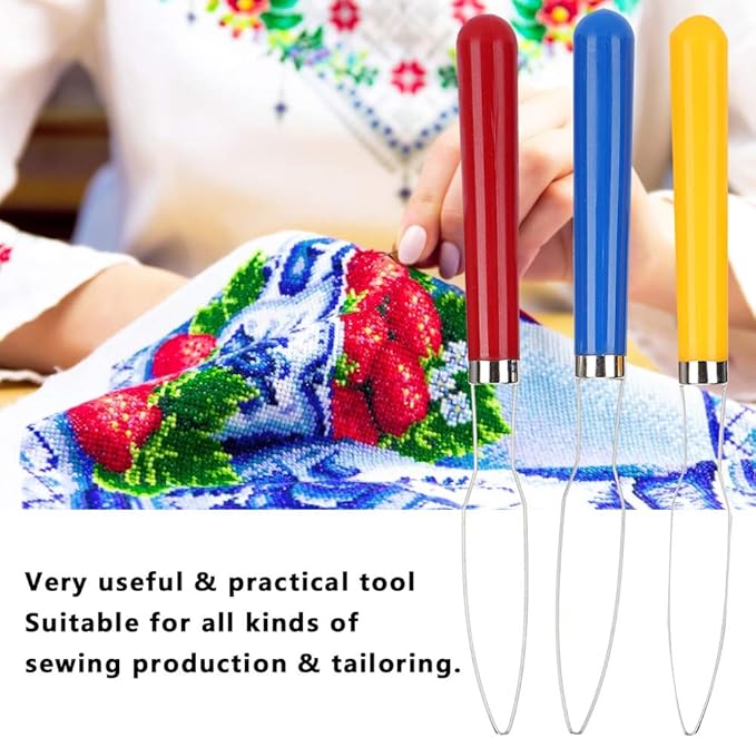 Zipper Pull Tool, 6PCs One-Hand Button Tool Zipper Button Puller for Sewing Embroidery Crafters with Wire Hook Easy Grip Handle