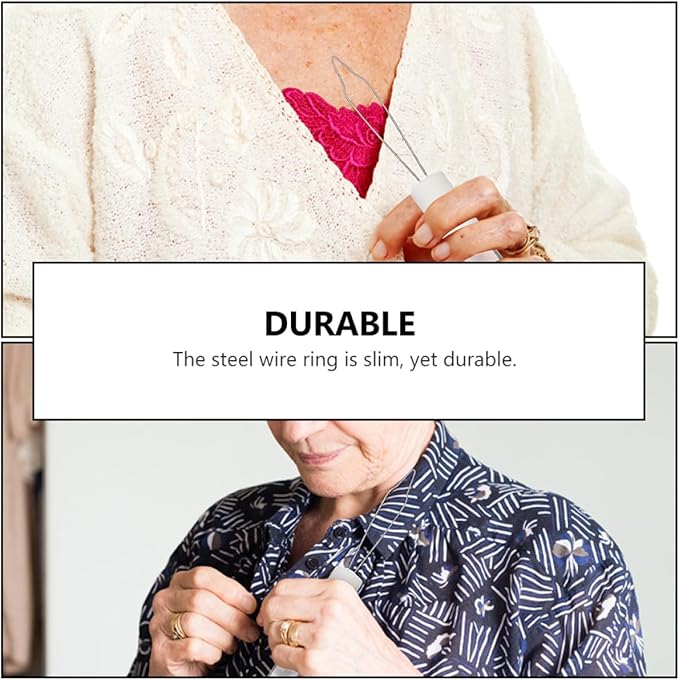 UPKOCH 2pcs Button Hook Dressing Aid Tool for Home Use, Manual Button Pulling Helper with Foldable Handle, Convenient Assist Tool for Shirt and Clothing Buttoning