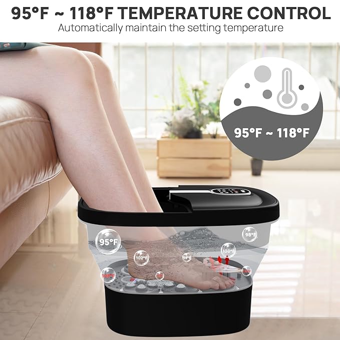 HOSPAN Collapsible Foot Spa Electric Rotary Massage, Foot Bath with Heat, Bubble, Remote, and 24 Motorized Shiatsu Massage Balls. Pedicure Foot Spa for Feet Stress Relief