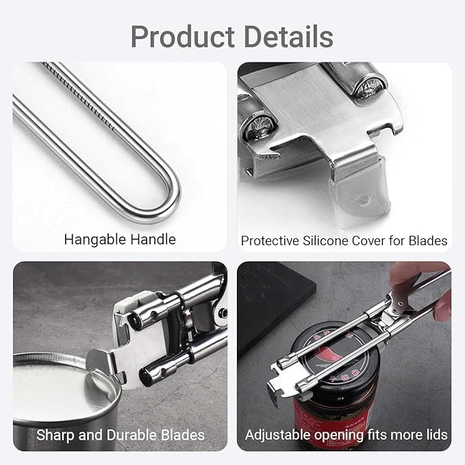 2026 New Multi-function Stainless Steel Can Opener,Jar Opener for Weak Hands,Adjustable Jar Opener,Jar Lid Gripper Bottle Opener,Kitchen Gadgets Accessories