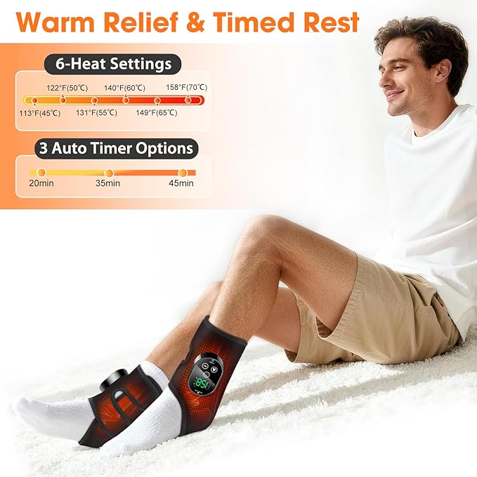 2 Pack Cordless Foot Massager for Neuropathy, Ankle Massager for Pain Relief, Foot Renew Massager for Neuropathy, Ankle Heating Pad with Massage, Foot Heating Pad, 6 Heats, 3 Massages, Black