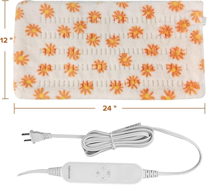 HELLOMOTO Heating Pad for Pain Relief, Electric Heating Pad for Back Pain and Cramps Relief -12 Heat Settings with Auto Off, Support Dry & Moist Heat, Machine Washable, Size 12 Inch x 24 Inch,-OW01