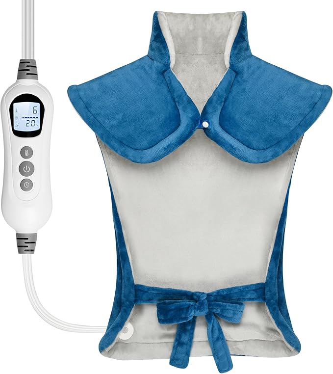 WUGE Mothers Day Gifts for Mom, Heating Pad for Neck Shoulder and Back, Birthday Gift for Women Men, Deeper Pain Relief, Large Weighted Heat Pad, ETL Certified, Blue