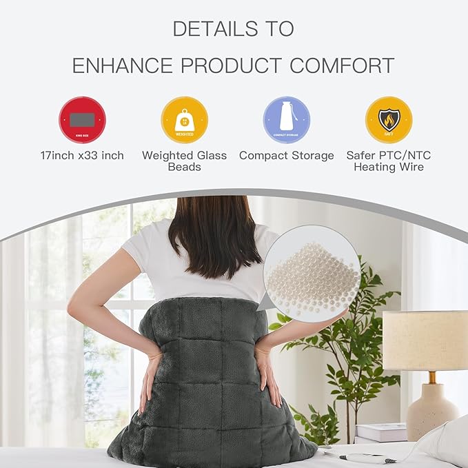 Weighted Heating pad XL 17''x33'' fsa Eligible Items only List hsa Store Eligible Items only Heating Pads Large Heated pad for Back for Mom Dad