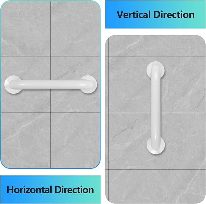 Shower Grab Bar, 2 Pack 16 Inch White Bathroom Safety Bar, 1.25" Diameter 304 Stainless Steel Grab Bars for Bathtubs and Showers, Handicap Shower Grab Bar for Seniors Elderly