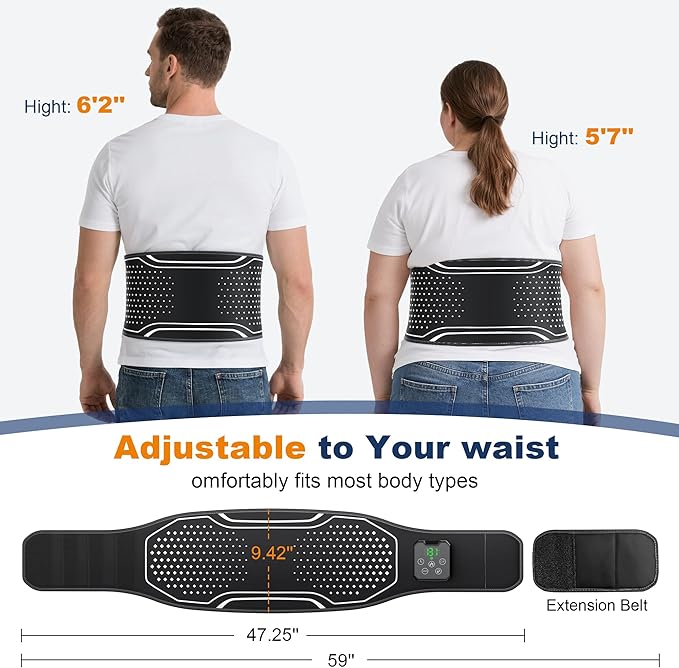 Lower Back Massager with Heat, Cordless Back Heating Pad with 4 Heat Levels 3 Vibration Modes & Air Compression Pain Relief Gifts for Women, Men, Mom & Dad
