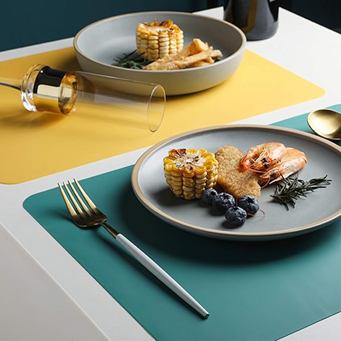 Silicone Placemats, Food-Grade Non-Slip Waterproof, Dining, Stain Resistant, Countertop Protector, Kitchen Counter Mat, Heat Resistant, Baking mat Dishwasher Safe (15.7x11.8Inch-4pack, Orange)