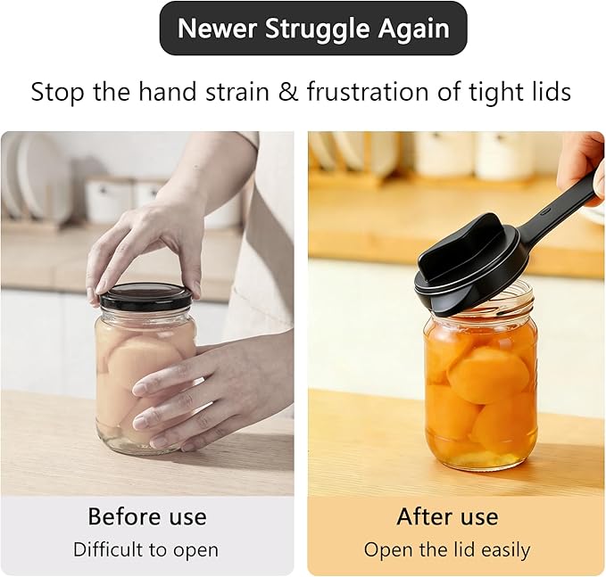 4-In-1 Jar Opener, Adjustable Stainless Steel Ergonomic Jar Opener Tool For Seniors, Bottle And Jar Openers For Arthritic Hands, Can Openers For Beer, Sauces, And Canned Goods (Black)