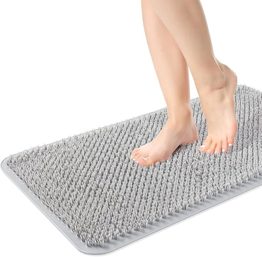 Yolife Shower Foot Scrubber Mat, Anti-Slip Bath Mat with Scrub Bristles, Soft Shower Foot Massager with Strong Suction Cups for Soothe Achy Feet,27.5'' x 15.7''