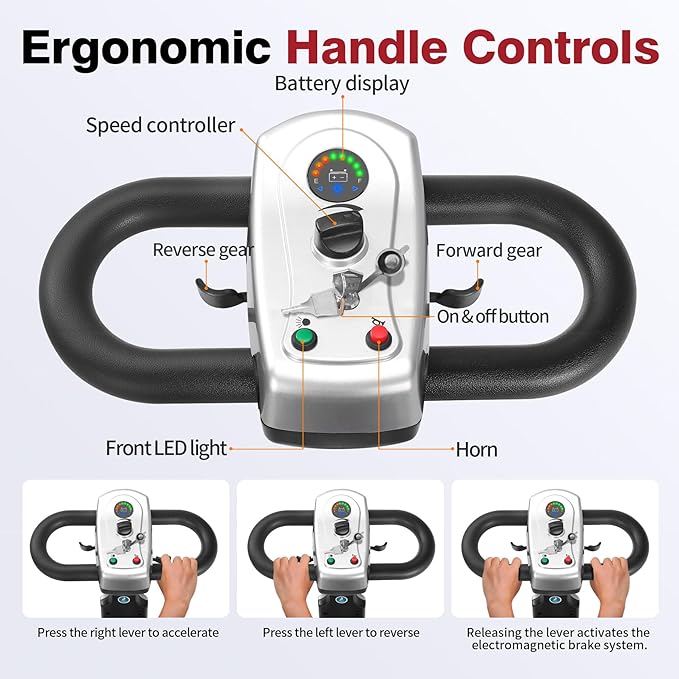 Foldable Mobility Scooter for Seniors - 418 LBS Weight Capacity, Tight Turning Radius, Easy to Use & Fold, Fits in Car Trunk, 21.7-Mile Range, 360° Seat