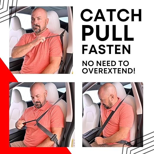 Seatbelt Catcher Seat Belt Aid Grabber - for Elderly & Disabled, Seatbelt Reacher Tool for Seniors with Back, Shoulder, or Elbow Injury, Easy Reach Mobility & Daily Living Aid, 2 Pack, Dark Blue